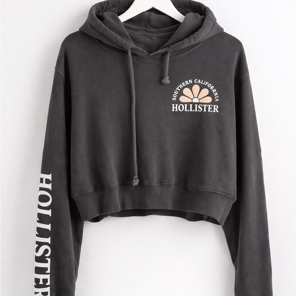 Hollister Charcoal Cropped Hoodie